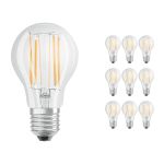Multipack 10x Ledvance Classic LED E27 Pear Filament Clear 7.5W 1055lm - 827 Extra Warm White | Dimmable - Replaces 75W