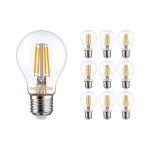 Multipack 10x Noxion Lucent Filament LED E27 Pear Clear 7W 806lm - 827 Extra Warm White | Dimmable - Replaces 60W