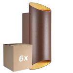 Multipack 6x Nordlux Nico Wall Light Aluminium Rusty Up & Down | IP54 - Suitable for 2x GU10