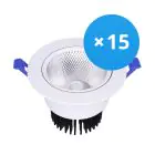 Multipack 15x Bright Choice LED Downlight Round Tiltable 15W 1200lm 60D - 930 Warm White | 135mm - Cutout 110mm - UGR 