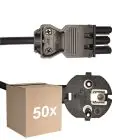 Multipack 50x Noxion GST-Compatible Supply Cable - Female + Schuko Europlug - Black 1.5m - 3 pole 0.75mm2
