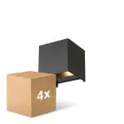 Multipack 4x D'Lite Wall Light Elingen Aluminium Black Up & Down 4.9W 480lm - 830 Warm White | IP65 - Light Sensor